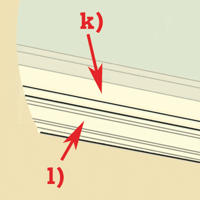 an illustration of interior window trim showing the stool and apron