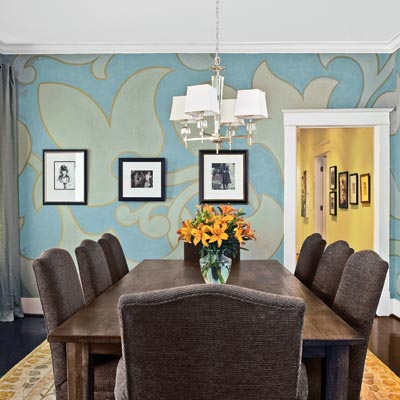 dining room painted with oversized design