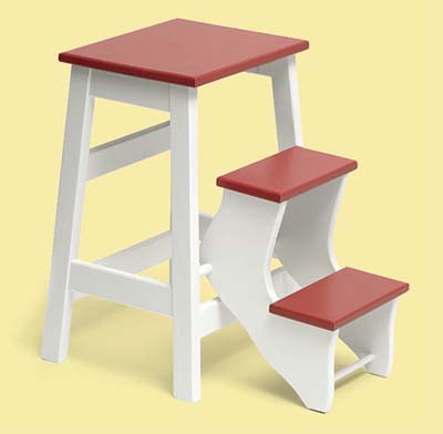 colorful fold up stool for this vintage look kitchen