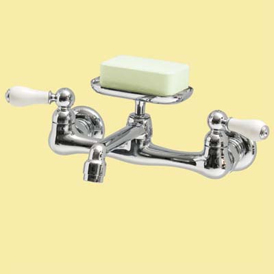 retro porcelain handled faucet for this vintage look kitchen