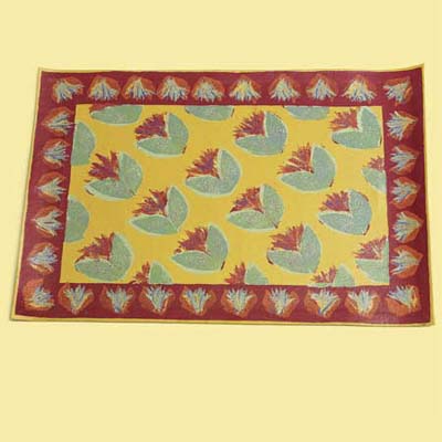 hand painted rug for this vintage look kitchen