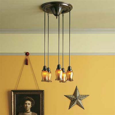 five bulb, multiple pendant light canopy
