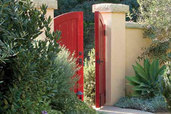 Red garden gate