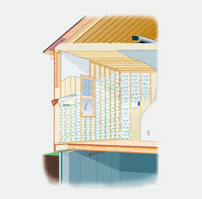 illustration of house with foam insulation