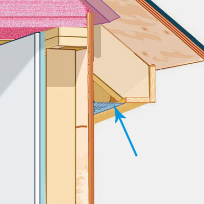 illustration of house with fiberglass insulation and Soffit Vent 