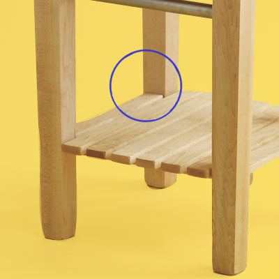 structural details of a high end butcher-block kitchen worktable