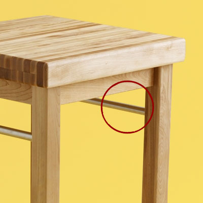 storage details of a budget butcher-block kitchen worktable
