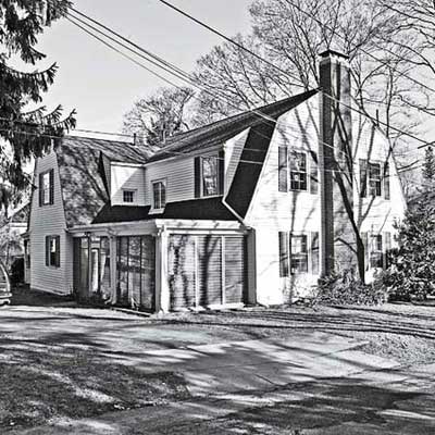 the Newton Centre, MA TV project house exterior before