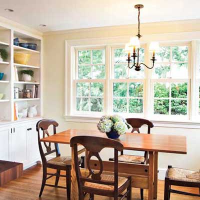 the Newton Centre, MA TV project remodeled breakfast nook area