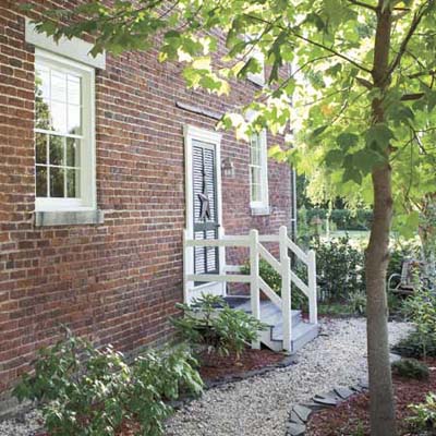 faux entrance on street side of house