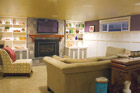 finished basement with movie screen