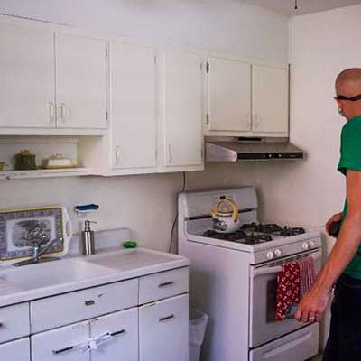 unfinished white kitchen