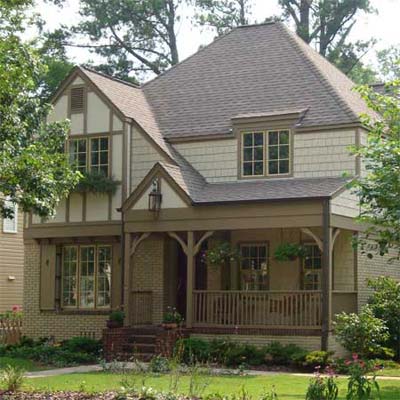remodeled house with tudor detail