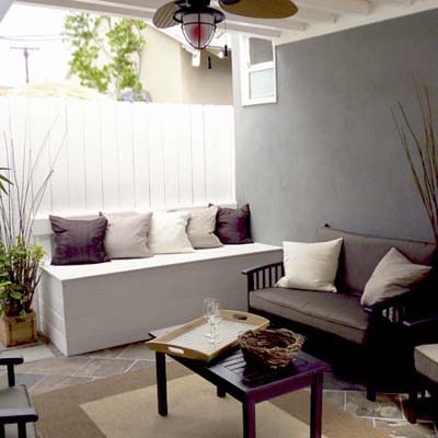 outside living room with ceiling fan