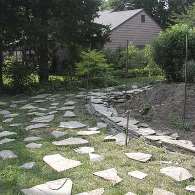 backyard with stepping stones