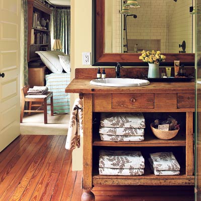 remodeled master bathroom in eco friendly cottage
