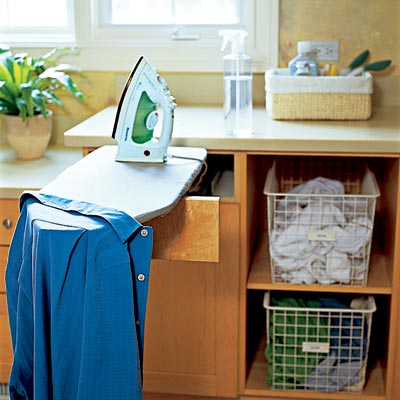 cabinet doors in work station laundry room