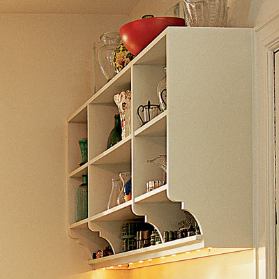open shelving in laundry room mud room
