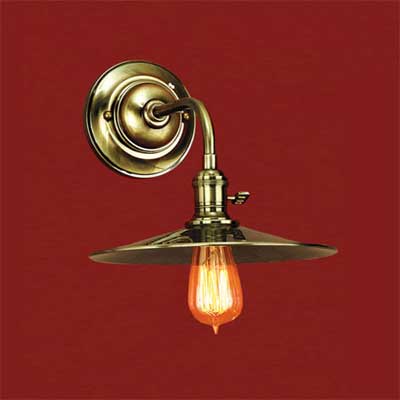 solid brass with a nickel finish barn-style sconce