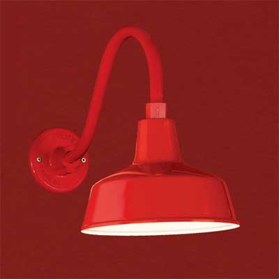 aluminum with a baked-on red enamel finish barn-style sconce
