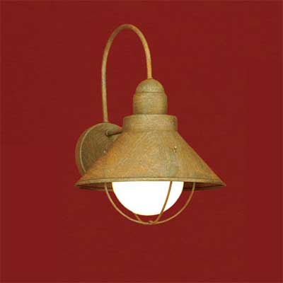 aluminum shade and stainless-steel cage with a hand-painted finish barn-style sconce