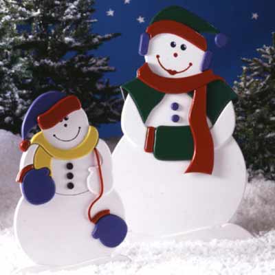 Mrs. Snow and Child | Holiday Woodworking Plans for Fun Yard Decor 