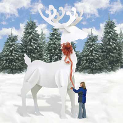 Ginormas White Reindeer | Holiday Woodworking Plans for Fun Yard Decor 