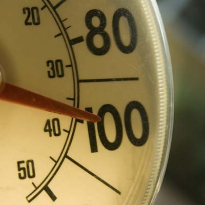 thermometer reading one hundred degrees