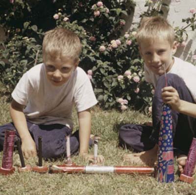 children with fireworks