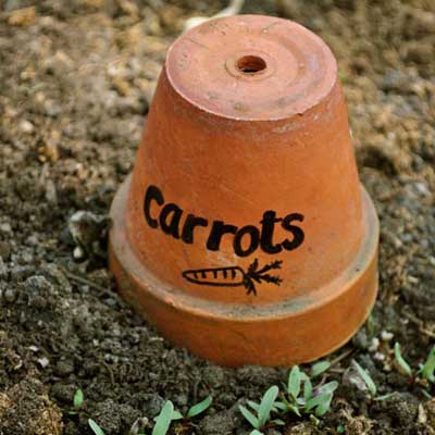 terra cotta pot garden marker