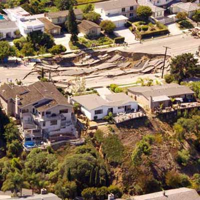 sinkhole in suburban area