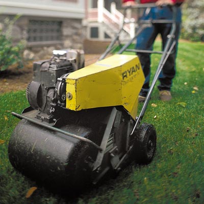 aerating lawn for fall yardwork