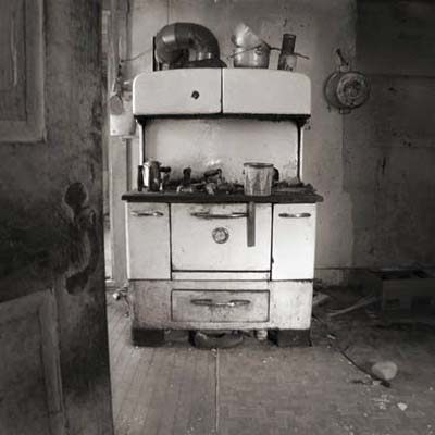 oven in abandoned farmhouse