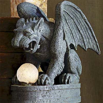 solar light and gargoyle