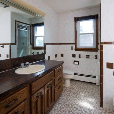 a full bathroom will be cut down by half at this waterfront barrington rhode island beach house 