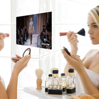 mirror with tv screen wacky bath product
