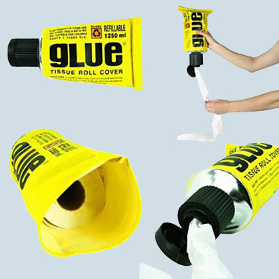 glue tube toilet paper dispenser wacky bath product
