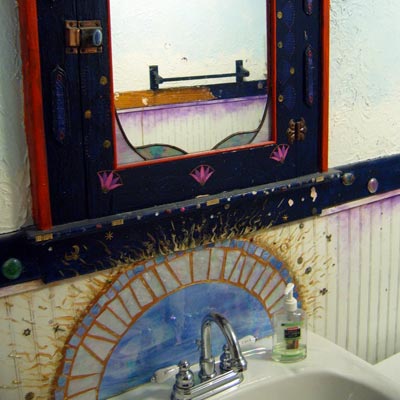 ugly bathroom medicine cabinet and sink