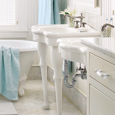 victorian bathroom with furniture looking fixtures
