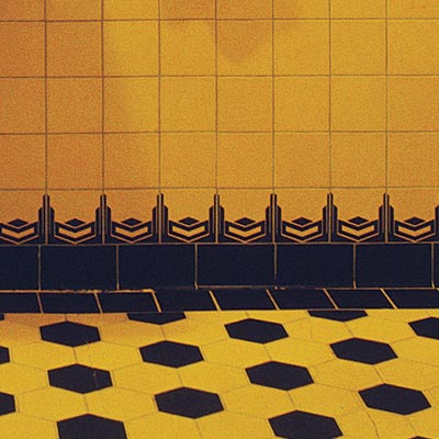 art deco style bathroom with bold tile