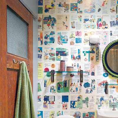 salvaged bathroom slider door