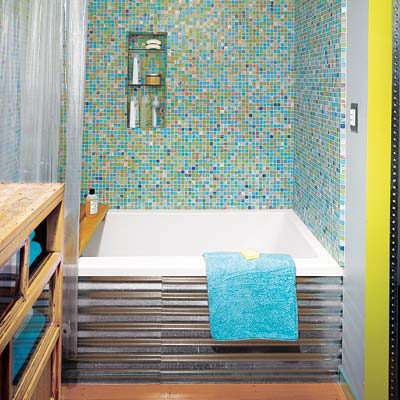 tub with metal surround