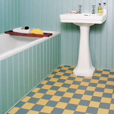 bathroom with checkerboard floor
