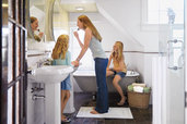 Mulligan family in renovated master bath