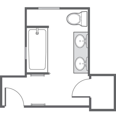 New floor plan for redesigned bathroom