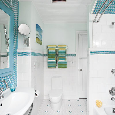 Remodeled bathroom tub, toilet and vanity