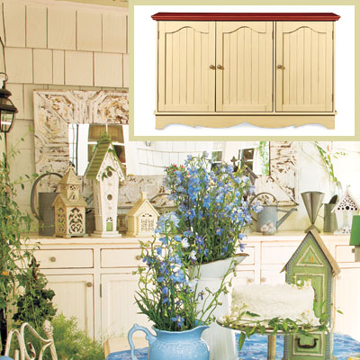 Outdoor patio dining room with sideboard