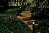 walkway steps lit up at night