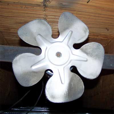 propeller used as a wood stove fan
