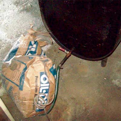 common garden hose used as an oil line
